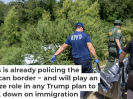 Maverick County Sheriff’s Office Deputy Sgt. Aaron Horta, EMT operators and Border Patrol officers carry a body out of a canal on June 28, 2023, in Eagle Pass, Texas. Brandon Bell/Getty Images